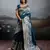 Nevy blue color silk blend fabric woven designer partywear saree