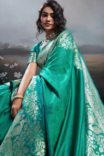 Rama silk blend woven partywear saree