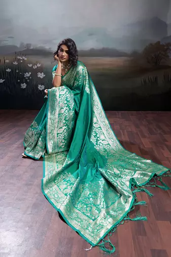 Rama silk blend woven partywear saree