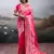 Pink color silk blend fabric woven designer partywear saree