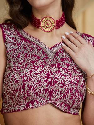 Women's Rani Pink Premium Georgette Embroidered Lehenga Choli with Dupatta 4