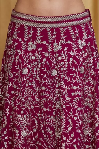 Women's Rani Pink Premium Georgette Embroidered Lehenga Choli with Dupatta