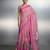 Pink woven floral & peacock motifs work silk blend fabric traditional elegant style
