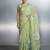 Light green woven floral & peacock motifs work silk blend fabric traditional elegant style