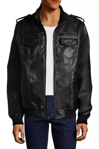 Qawach men's black lambskin jacket shoulder tag stylish design vintage leather