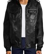 Qawach men's black lambskin jacket shoulder tag stylish design vintage leather