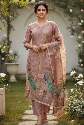 Pink color simmer cotton fabric designer salwar kameez with elegant hand work 1