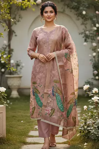 Pink color simmer cotton fabric designer salwar kameez with elegant hand work