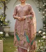 Pink color simmer cotton fabric designer salwar kameez with elegant hand work