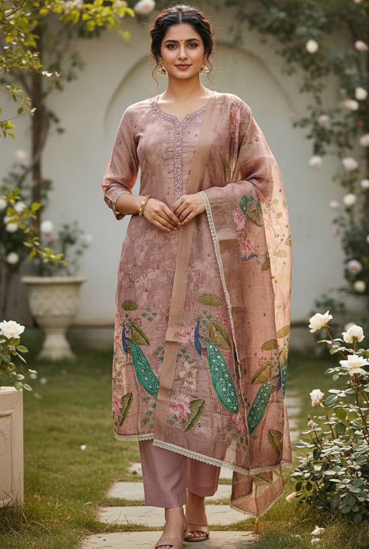 Pink color simmer cotton fabric designer salwar kameez with elegant hand work
