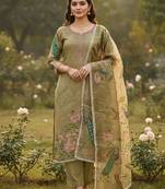 Beige color simmer cotton fabric designer salwar kameez with elegant hand work