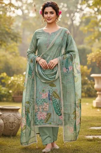 Blue color simmer cotton fabric designer salwar kameez with elegant hand work