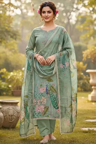 Blue color simmer cotton fabric designer salwar kameez with elegant hand work
