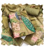 Mahendi color simmer cotton fabric designer salwar kameez with elegant hand work