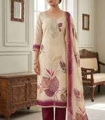 Off white color simmer cotton fabric designer salwar kameez with elegant hand work