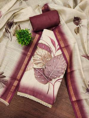 Off white color simmer cotton fabric designer salwar kameez with elegant hand work 3