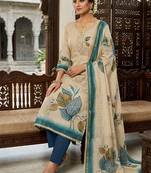 Off white color simmer cotton fabric designer salwar kameez with elegant hand work