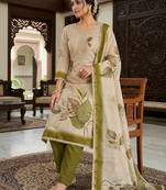 Off white color simmer cotton fabric designer salwar kameez with elegant hand work
