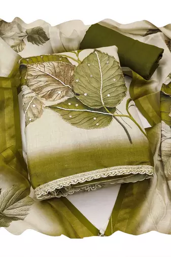 Off white color simmer cotton fabric designer salwar kameez with elegant hand work