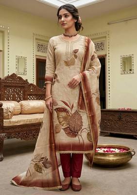 Off white color simmer cotton fabric designer salwar kameez with elegant hand work 1