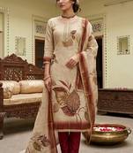 Off white color simmer cotton fabric designer salwar kameez with elegant hand work