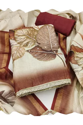Off white color simmer cotton fabric designer salwar kameez with elegant hand work