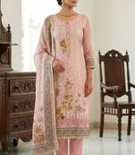 Pink color simmer cotton fabric designer salwar kameez with elegant hand work