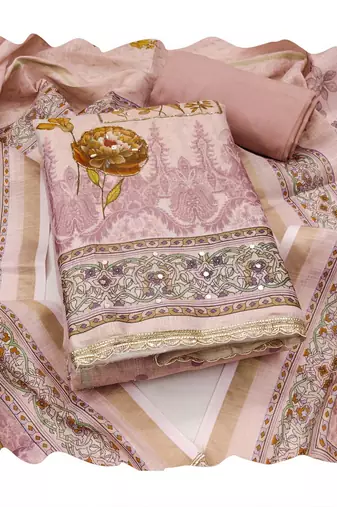 Pink color simmer cotton fabric designer salwar kameez with elegant hand work