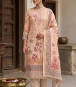 Peach color simmer cotton fabric designer salwar kameez with elegant hand work
