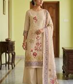 Beige color simmer cotton fabric designer salwar kameez with elegant hand work