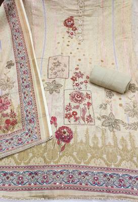 Beige color simmer cotton fabric designer salwar kameez with elegant hand work 3