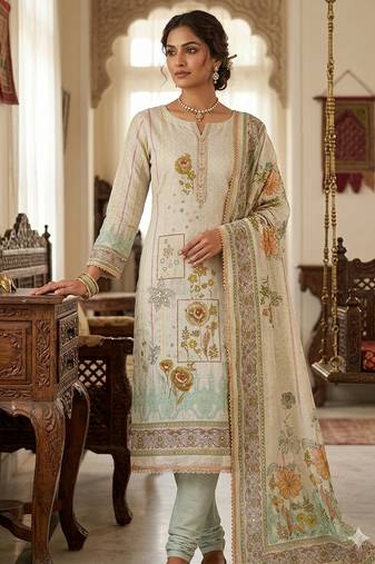 Sky blue color simmer cotton fabric designer salwar kameez with elegant hand work