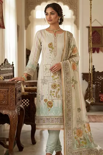 Sky blue color simmer cotton fabric designer salwar kameez with elegant hand work