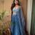 Dusty Blue Faux Georgette Lehenga Choli with Sequin & Thread Embroidery and Pearl Work Net Dupatta