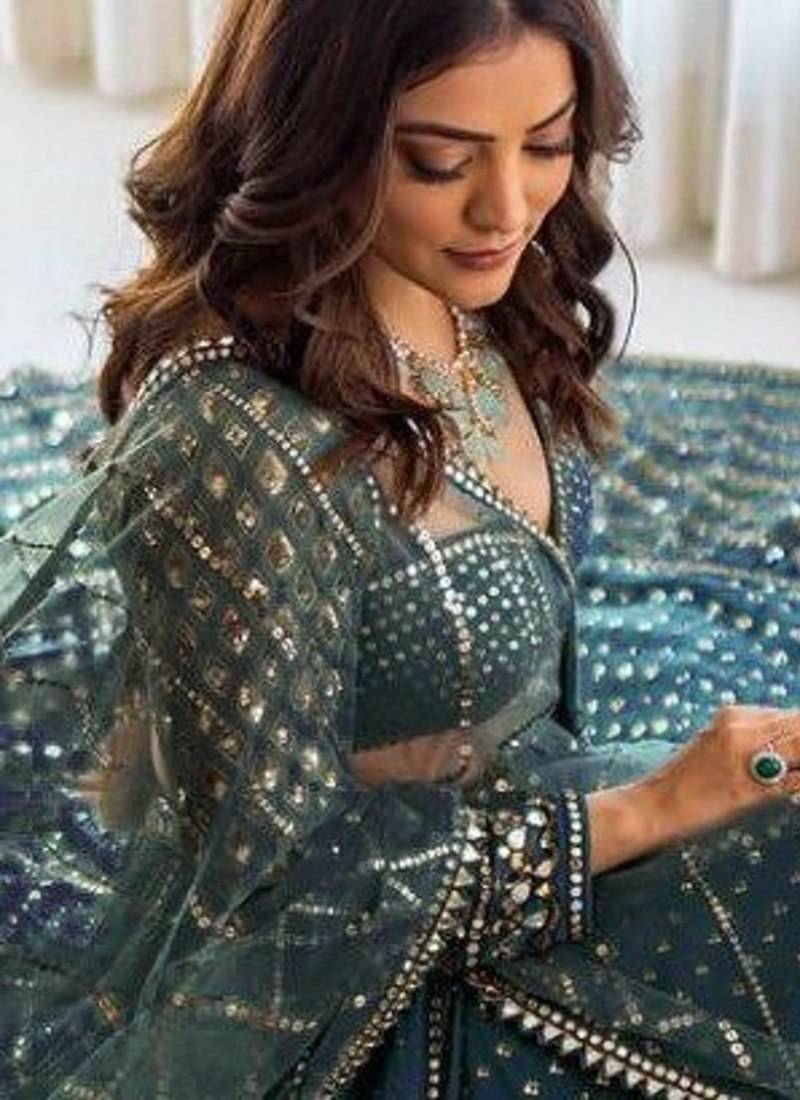 Blue Designer Faux Georgette Lehenga Choli with Heavy Sequin & Zari Embroidery Work and Net Dupatta