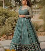GREEN Designer Faux Georgette Lehenga Choli with Heavy Sequin & Zari Embroidery Work and Net Dupatta