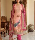 Beautiful pink color linen cotton fabric designer salwar kameez for girls