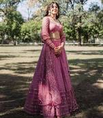 PINK Designer Faux Georgette Lehenga Choli with Heavy Sequin & Zari Embroidery Work and Net Dupatta