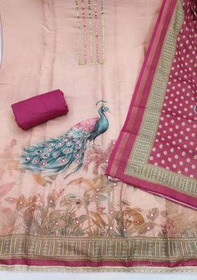 Beautiful pink color linen cotton fabric designer salwar kameez for girls 2