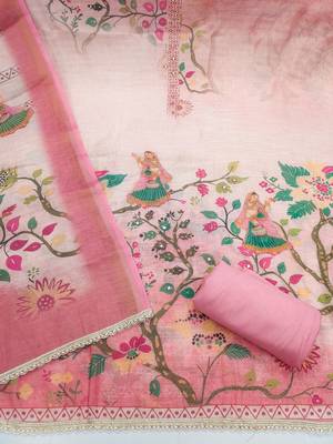Beautiful pink color linen cotton fabric designer salwar kameez for girls 2