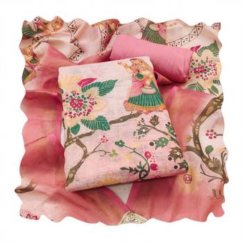 Beautiful pink color linen cotton fabric designer salwar kameez for girls 3