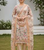 Beautiful peach color linen cotton fabric designer salwar kameez for girls