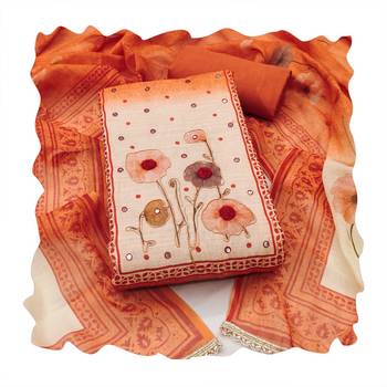 Beautiful rust color linen cotton fabric designer salwar kameez for girls 3