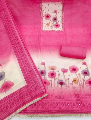 Beautiful pink color linen cotton fabric designer salwar kameez for girls 2