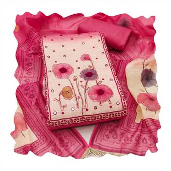 Beautiful pink color linen cotton fabric designer salwar kameez for girls 3