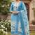 Beautiful blue color linen cotton fabric designer salwar kameez for girls