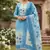 Beautiful blue color linen cotton fabric designer salwar kameez for girls