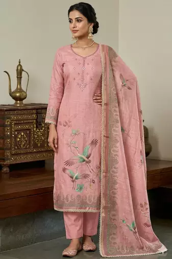 Pink color smart and elegant lilen cotton salwar kameez