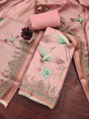 Pink color smart and elegant lilen cotton salwar kameez 4