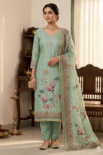 Blue color smart and elegant lilen cotton salwar kameez
